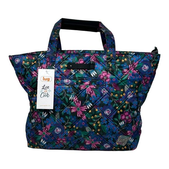 lug Handbags - Lug Skyliner Tote Whimsy Black Floral Travel Trolley Sleeve Business Carry All